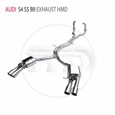 HMD Stainless Steel Exhaust System Performance Catback And Front Pipe for Audi S4 S5 B8 B9 Auto Modification Electronic Valve whatsapp008613189999301
