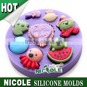 Nicole different cartoon shape baby diy 3d silicon cake mold