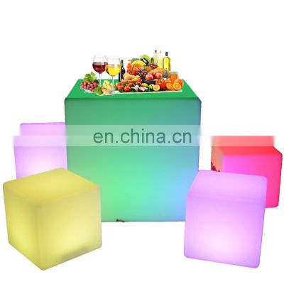 garden seat led sitting cube chair Wholesale price cut off  IP65 PE Popular Waterproof Led Light Up Cube table chairs