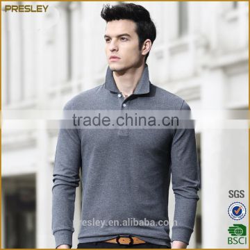 high quality gray long sleeve slim polo t-shirt