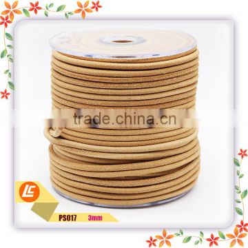 3mm genuine leather cord natural color round shape