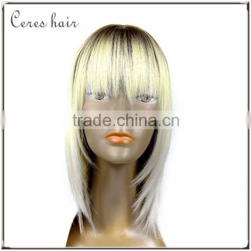 2015 fashional ombre silky straight virgin european hair wig