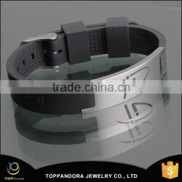 New Arrival jewelry fashion sport wristband stainless steel adjustable health blood circulation silicone energy bracelet