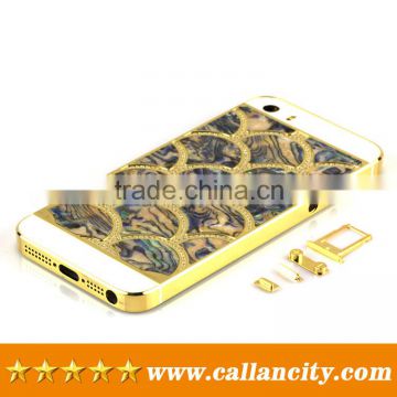 For iPhone SE gold with mother of pearl diamonds housing replacement for iphone SE back cover