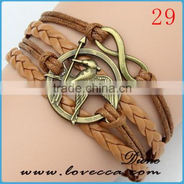 wholesale products alloy charm Family Gift Heart Love truth Crystal Charm Handmade Leather Bracelets