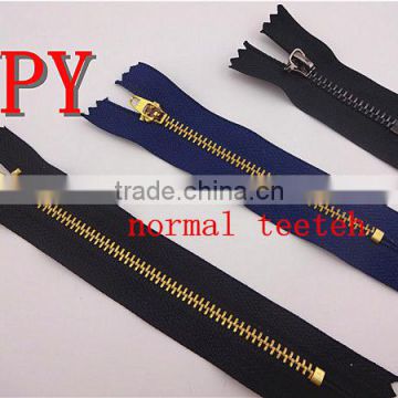 Various teeth Metal Zipper with factory price
