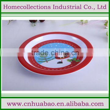 Red rim Xmas printing 8 inch dinner plate for promotions