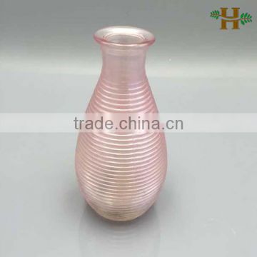 Mechanism Pink Flower Vase Chinese Glass Vase With Strips