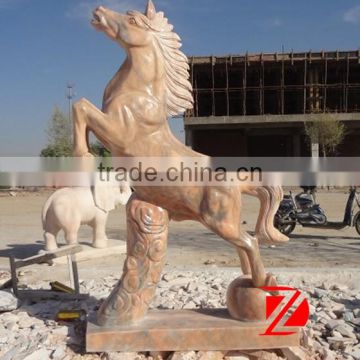 hand carved stone jumping horse