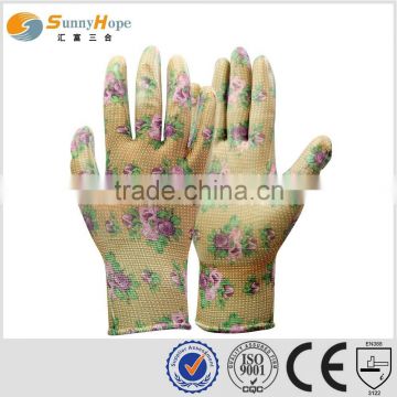 sunnyhope pattern Gloves with Nylon Nitrile Coated