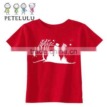 Customzied Christmas snowman printing white and black christmas clothes T shirt kidswear