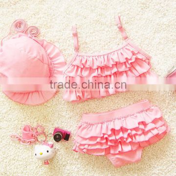 Children Swimwear Kids Bikini Sets Pink Lace Princess Dress Swimsuits for Girls