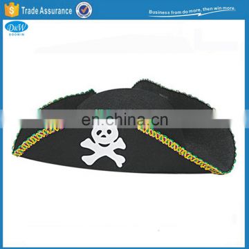 Adult tricorn pirate felt hat with gold trim for Halloween fancy dress