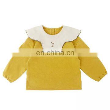 6573/Rabbit print wholesale high quality girls sweatshirt huge peter pan collar cotton causal sweater