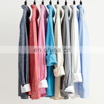 Wholesale long sleeve compression linen shirt solid color casual shirts