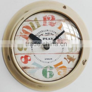 Dia 25 cm Rustic Round Metal Wall Clock,