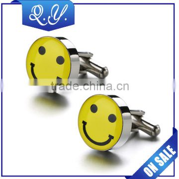Silver Color High Polished Cuff Links Set Smile Design Cuff Button Manufactures