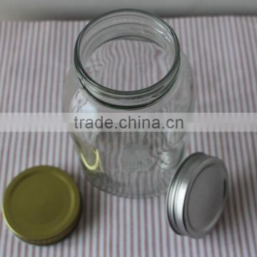 250ml glass jam jar with golden/silver metal lid