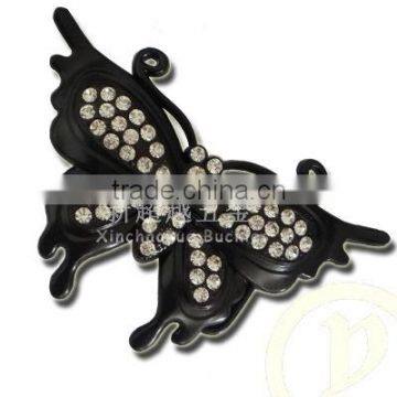 butterfly rhinestone press belt buckle