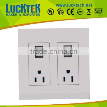 2 * gangs American Power with USB wall Socket outlet with switch,wall plate faceplate ,wall mount power socket