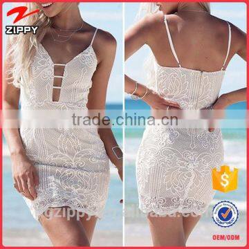 Wholesale Designer Adorable Adjustable Straps White Lace Dress Patterns