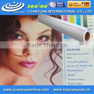 PH-230GN-W,Water-base Glossy Photo Paper For Dye Ink,inket materials