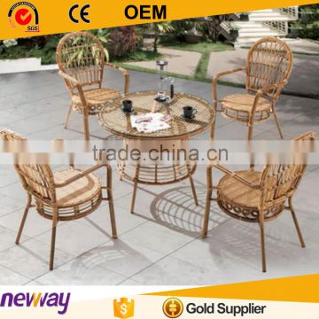 Simple Classical Natural Rattan Table and Chiar Dining Yard Outdoor Furniture
