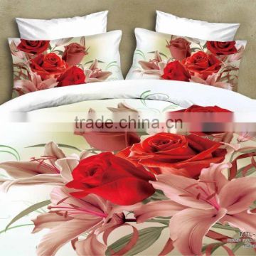 4PCs 3D Print Rose BEDDING Bed Sheets Home Textile Cover Pillow Set Queen