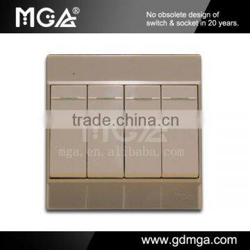 MGA A8 Series A8-K03B 4 Gang 2 Way Wall Switch