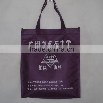 purple eco bag with handle and logo printing