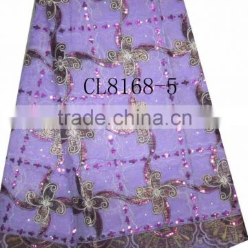 African organza lace with sequins embroidery CL8168-5purple