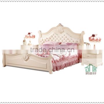 SHX HA-907# solid wood double bed designs with box white wood double bed models