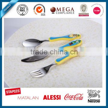 Hot sale Factory supply top quality baby product stainless steel cutlery with ABS handle