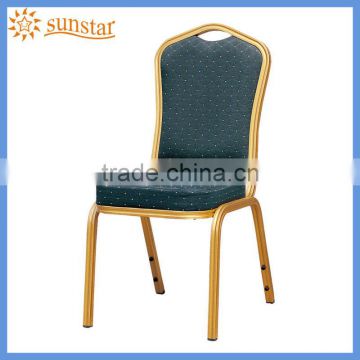 Indoor Golden Aluminium Frame Dining Chair with green color seat L82011