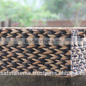 Rectangle water hyacinth basket with handles