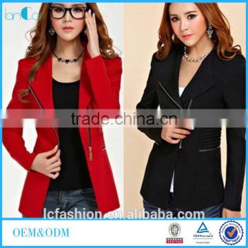 top selling 2016 long Sleeve women zipper blazer suit slim casual jacket coat blazer fashion LCB002