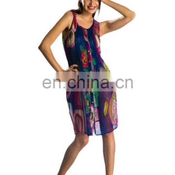 Net style beach wear wholesale Indian cheap cotton tunic very stylish women party dress in mexico/ china and all countries