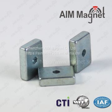 AIM Rectanglar countersunk magnet NdFeb magnet Zinc-coating magnet