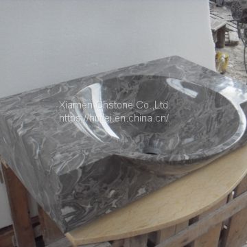 Grey Shell Marble Sinks,Marble Wash Basins,Nature Stone Sinks