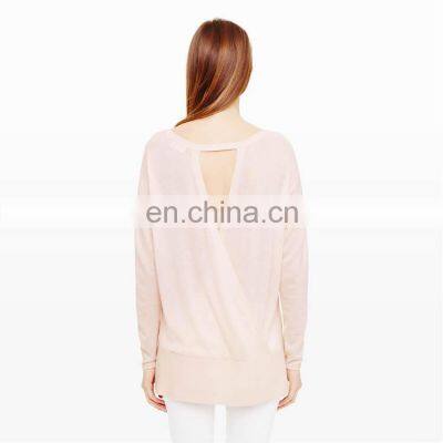 Ladies light knitting cashmere sweater backless sweater