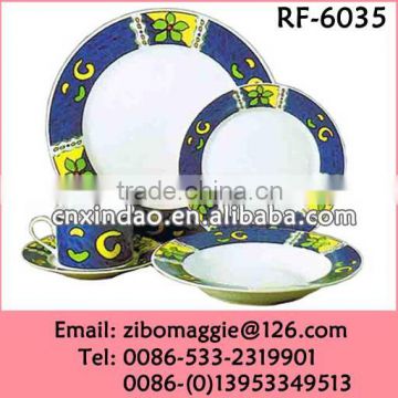 Elegant Floral Designed 20pcs Round Restaurant Porcelain Dinnerware Set Not Expensive