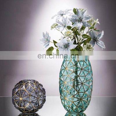 Wedding Home Decor Gold Glass Crystal Luxury Flower Vase