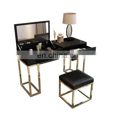 Affordable luxury bedroom furniture golden steel frame dresser