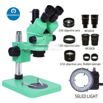 3.5X-180X Green Trinocular Stereo Zoom Microscope For Phone PCB Repair