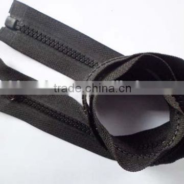5# plastic resin zipper open end zipper with plated black nickel hook slider zipper winter coate zipper