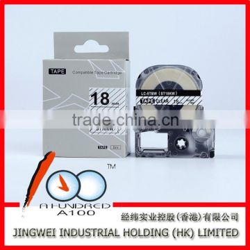 Compatible label cassete tape for EPSON LW300 LW400 label printer 18mm black on clear ST18KW