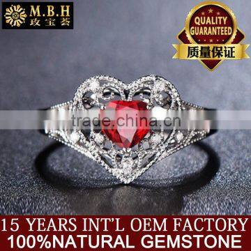 factory wholesale MBH jewellery classic gemstone ring 18K gold inlay precious red ruby natural gemstone ring wholesale jewelry