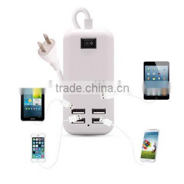 5V 3A4 USB Port Travel charger for mobile phone and tablets