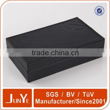 custom high quality wooden covered pu leather gift clamshell packaging box                        
                                                Quality Choice