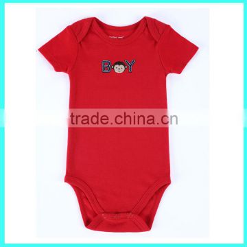 2015 factory supply red boy romper with emrboidery importing baby clothes from china